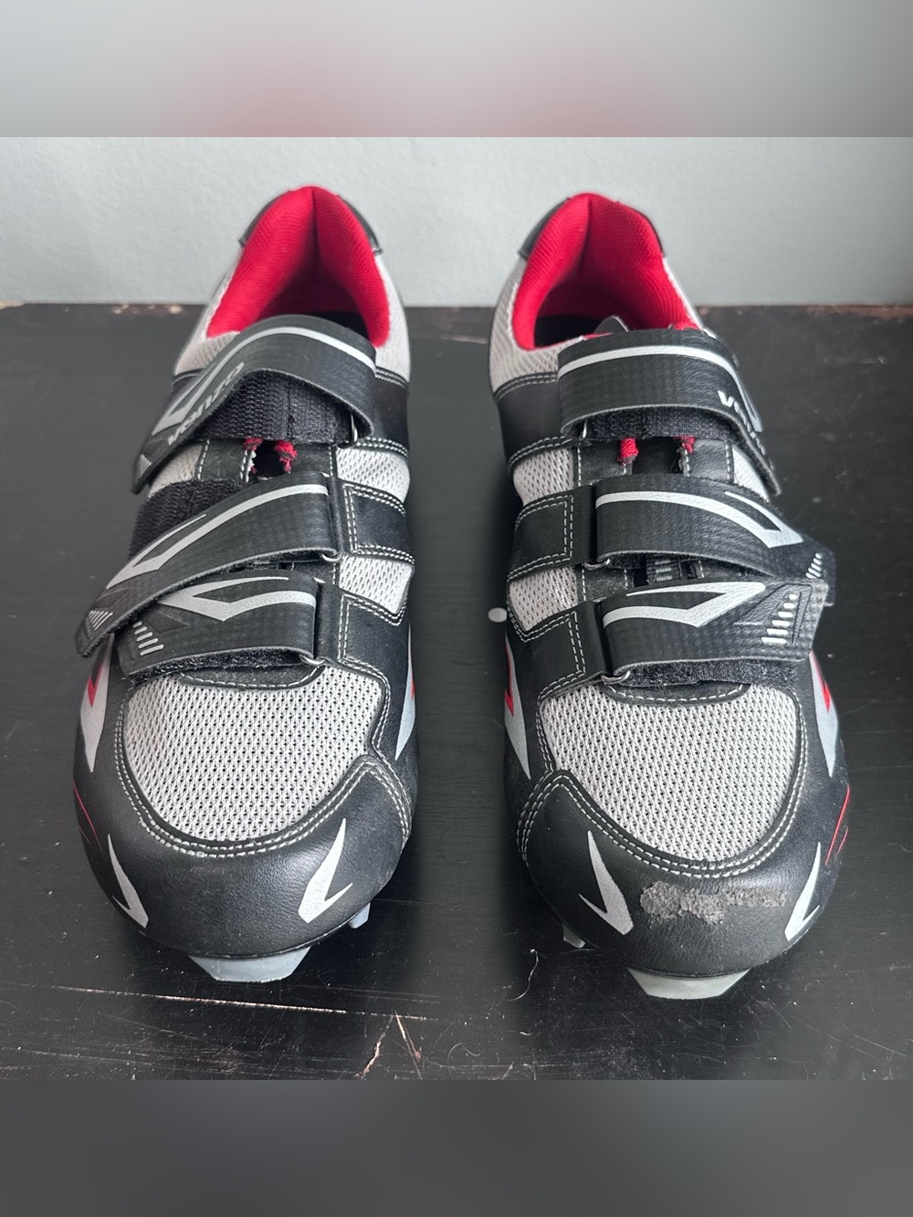 Venzo MTB Cycling Shoes Mens Size 12 EU 47 SPD Clipless Mountain Bike Black Gray